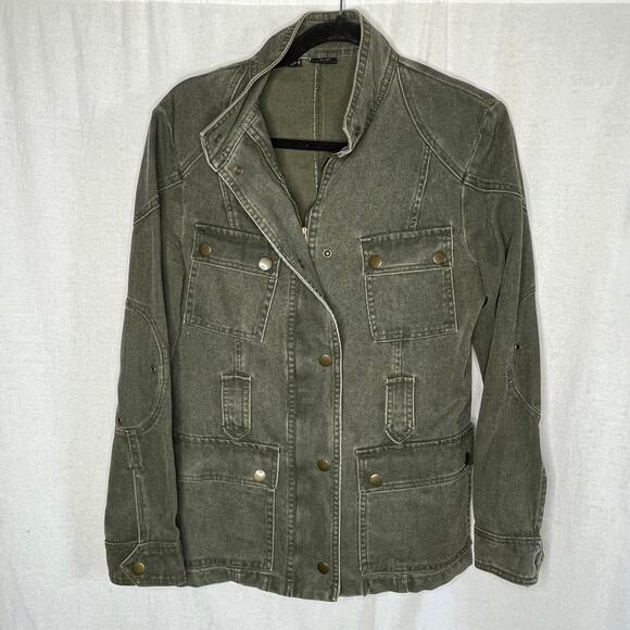 Mango Gray Denim Utility Jean Jacket Snap and Zip Front‎ Women Medium Streetwear - Picture 1 of 9